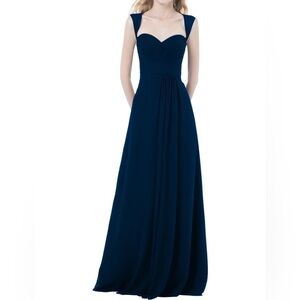 Bill Levkoff Louisa Chiffon Sweetheart A-Line Princess Dress Navy size 2